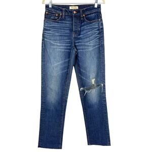 Madewell Cruiser Straight Button Fly Jeans Women’s Size 26 Distressed